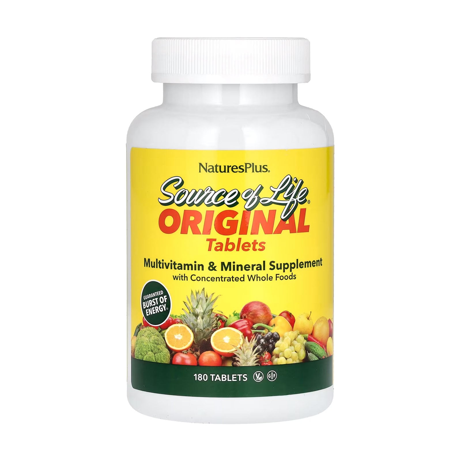 Мультивітаміни та мінерали NaturesPlus Source Of Life Multivitamin &amp; Mineral, 180 міні-таблеток